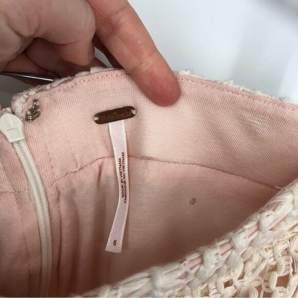 Free‎ People Pencil Skirt Womens 6 Cream Floral Crochet - Picture 6 of 14